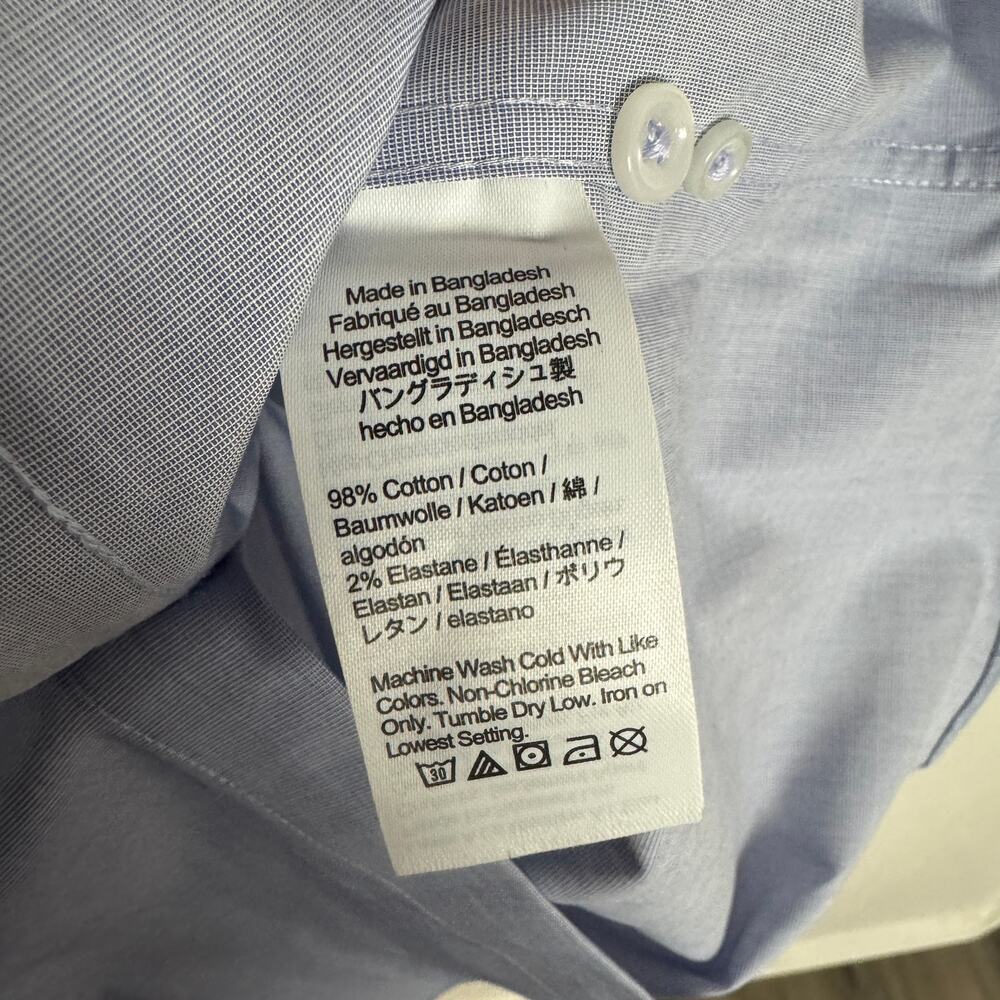 J.Crew Slim Bowery Performance Dress Shirt Mens S Blue AU829 Spread Collar LS - Picture 7 of 8